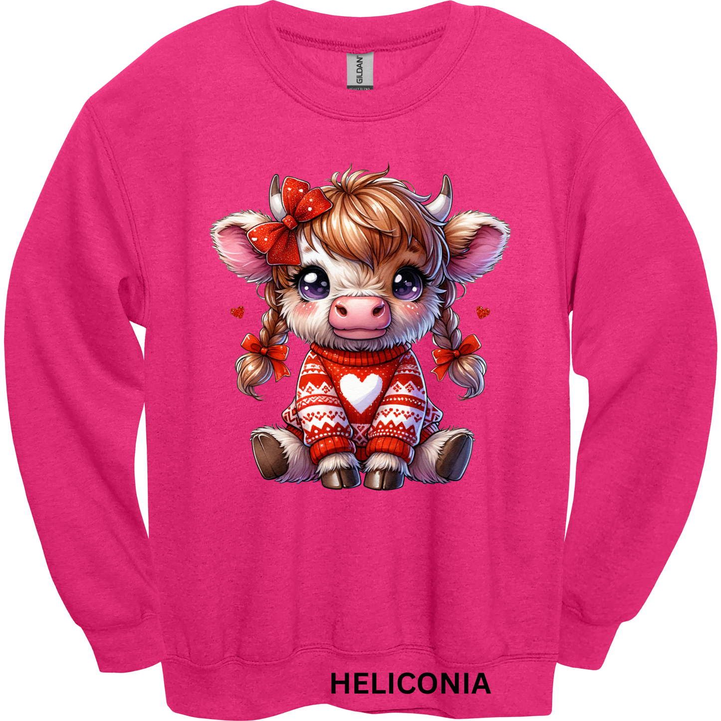 Crewneck Sweatshirt Valentine Cute Cow 490