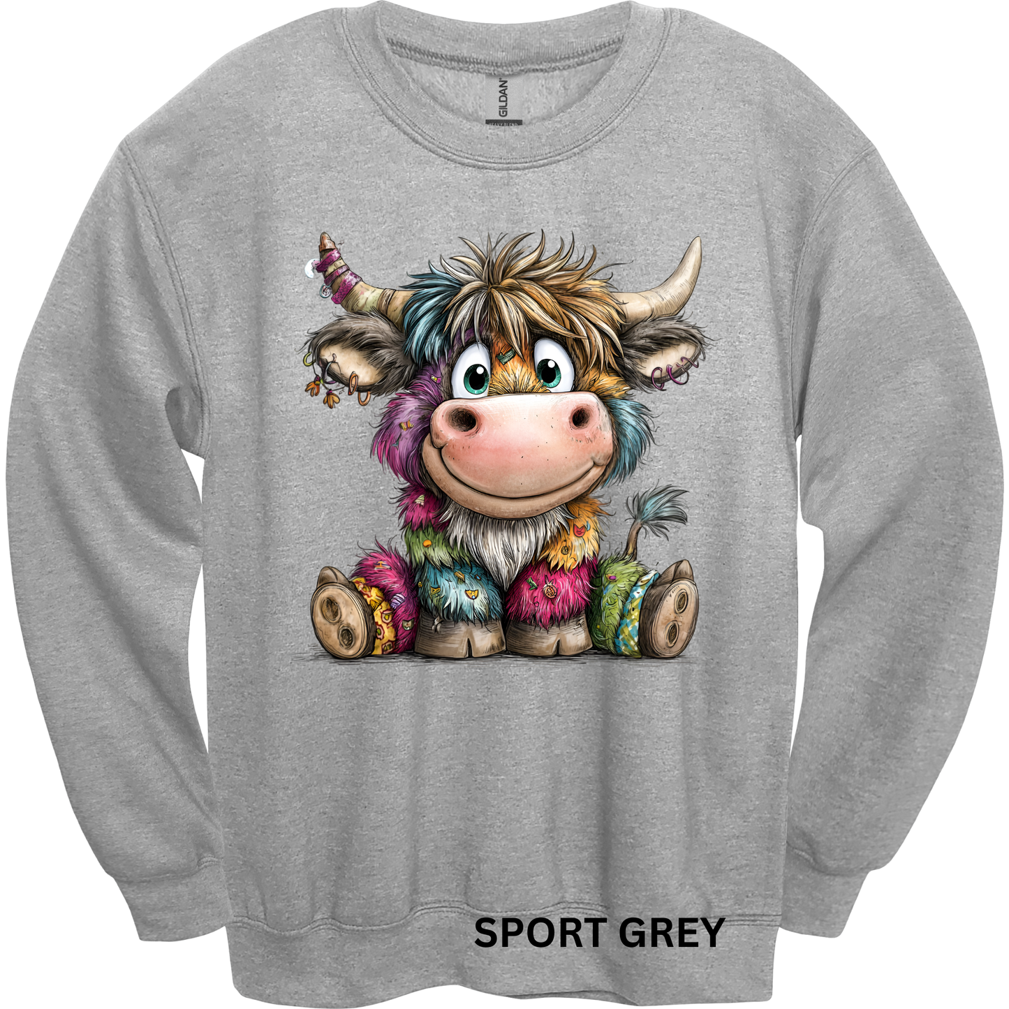 Crewneck Sweatshirt Cute Patchwork Cow 488
