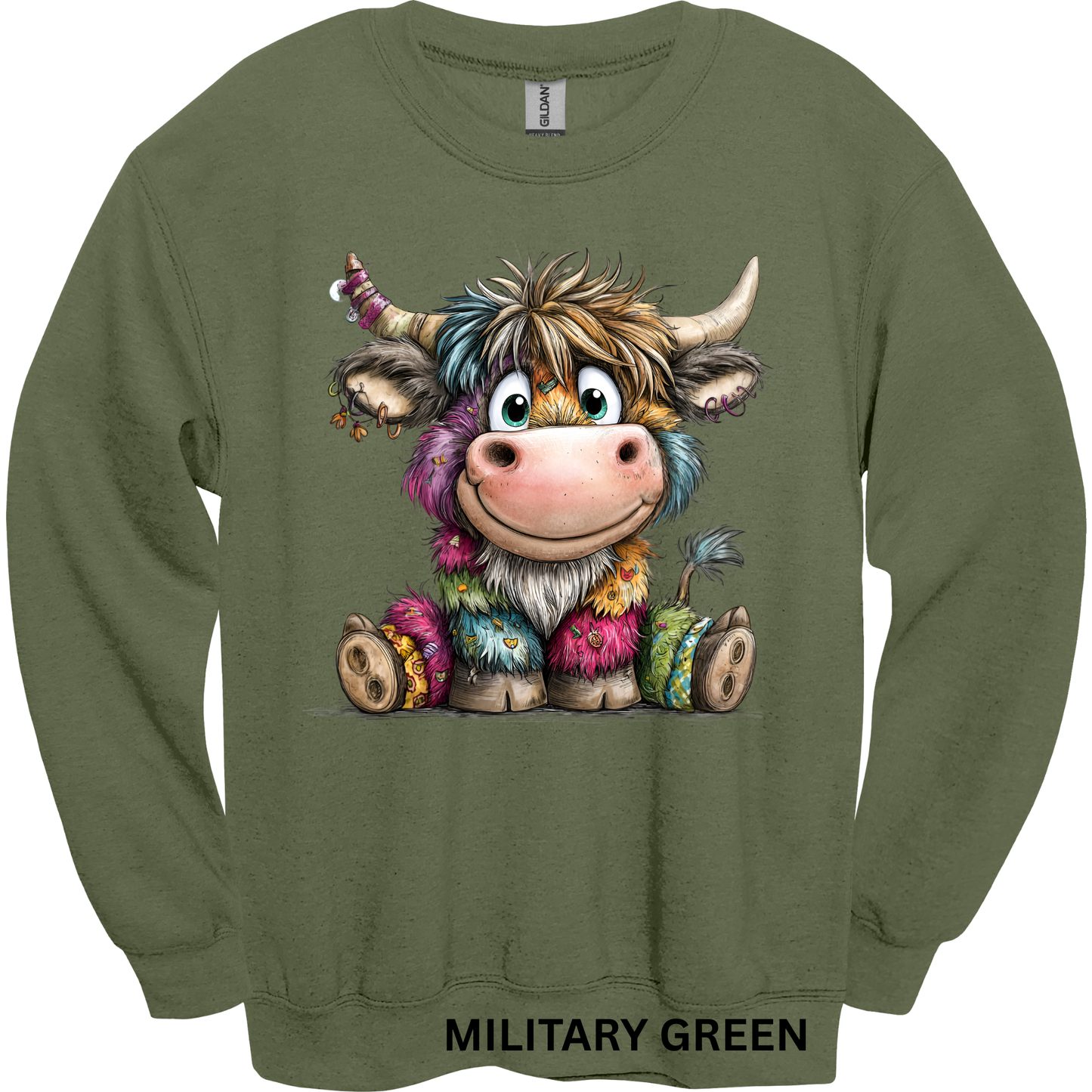 Crewneck Sweatshirt Cute Patchwork Cow 488