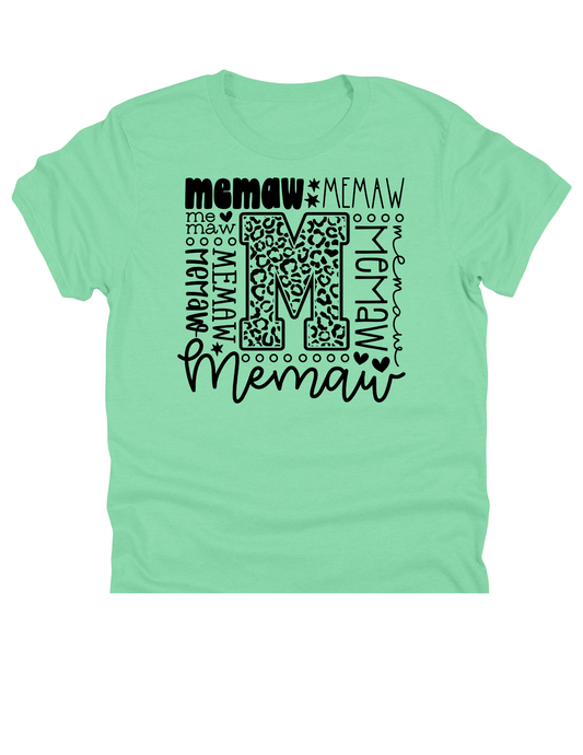11" DTF Ready to Press - Memaw Leopard Typography | 004