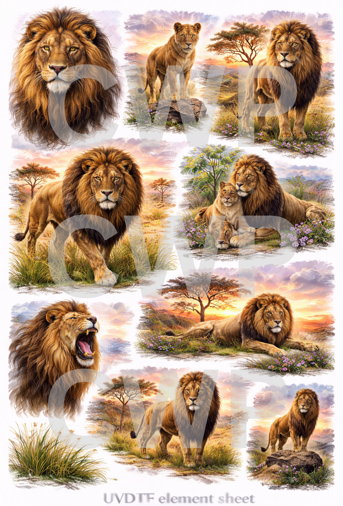 UVDTF 9.5 x14 Element Sheet Lions