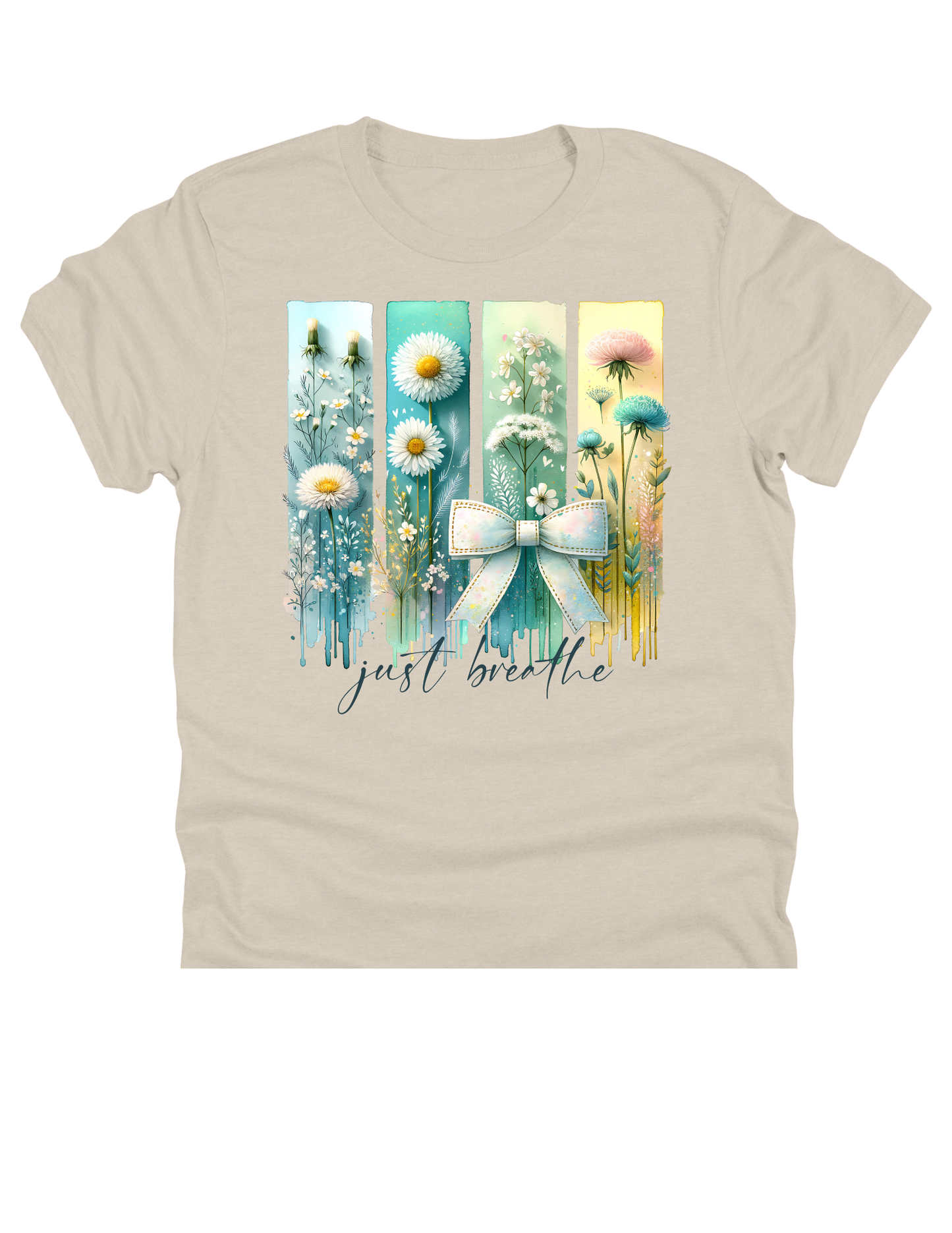 11" DTF Ready to Press - Just Breathe Pastel Wildflowers & Bow | 0235