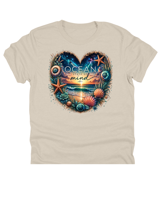 11" DTF Ready to Press - Ocean State of Mind Coastal Heart | 0238