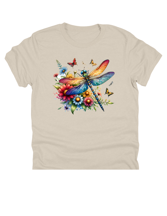 11" DTF Ready to Press - Rainbow Dragonfly & Wildflowers | 136