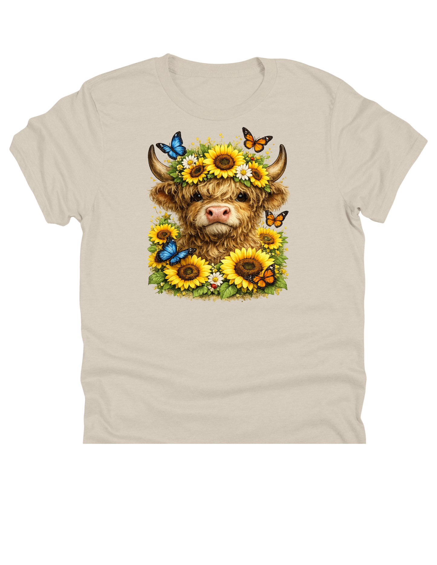 11" DTF Ready to Press - Highland Cow Sunflowers & Butterflies | 239
