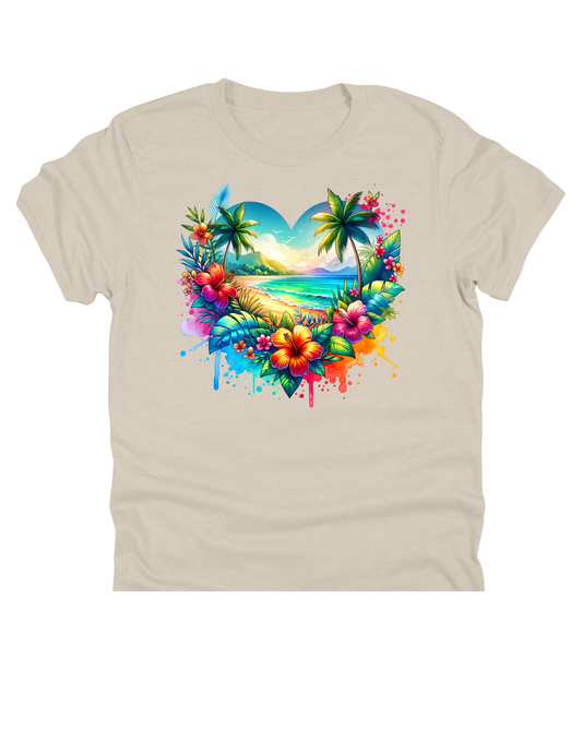 11" DTF Ready to Press - Tropical Beach Heart 306