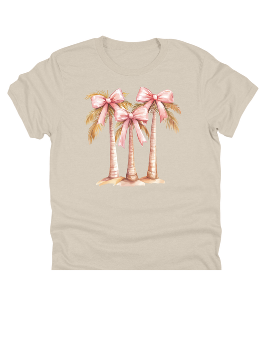 Pink Bow Palm Trees 11 Inch DTF Transfer 310