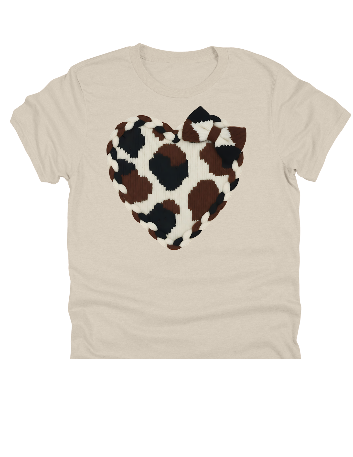 11" DTF Ready to Press - Cow Print Heart Faux Yarn | 197
