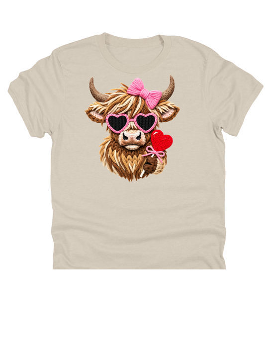 11" DTF Ready to Press - Valentine Highland Cow | 208