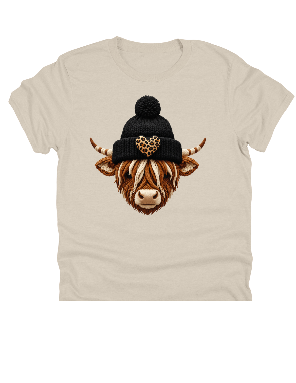 11" DTF Ready to Press - Highland Cow Black Beanie | 209