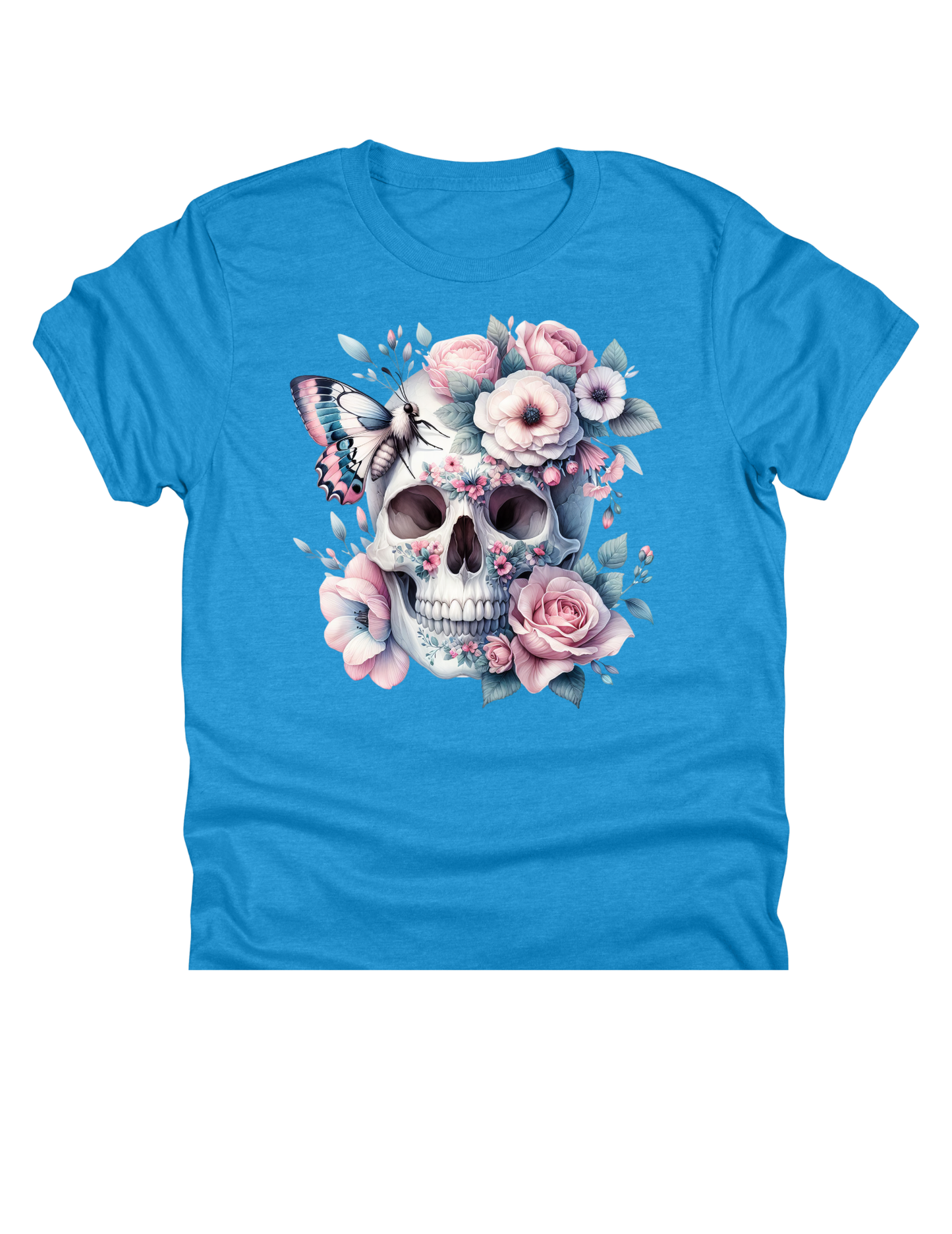 11" DTF Ready to Press - Pastel Floral Skull & Butterfly | 0256