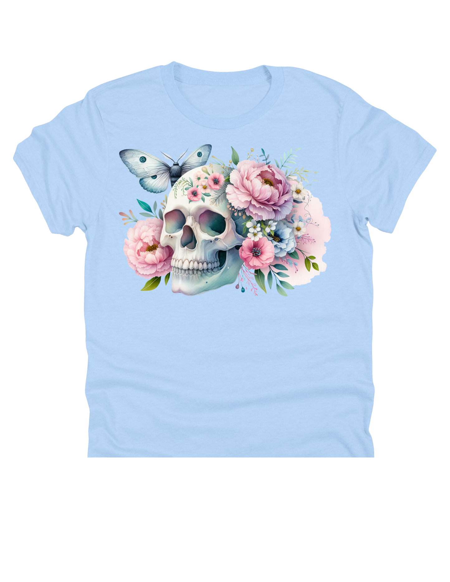11" DTF Ready to Press - Pastel Floral Skull and Butterfly | 86