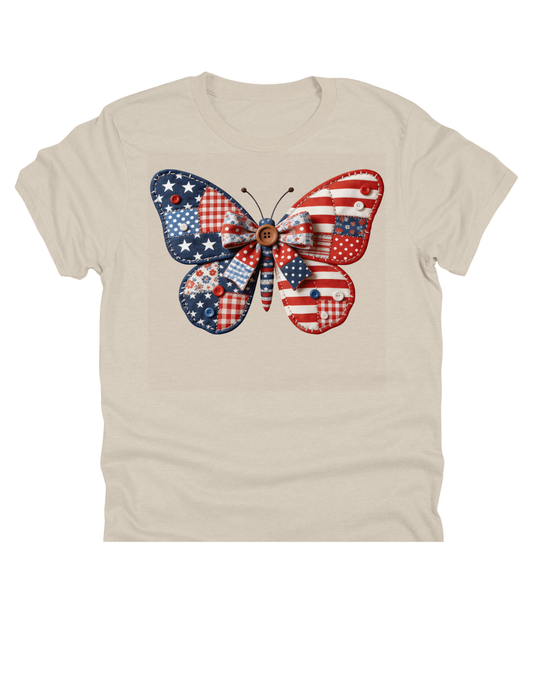 11" DTF Ready to Press - Patriotic Patchwork Butterfly | 202