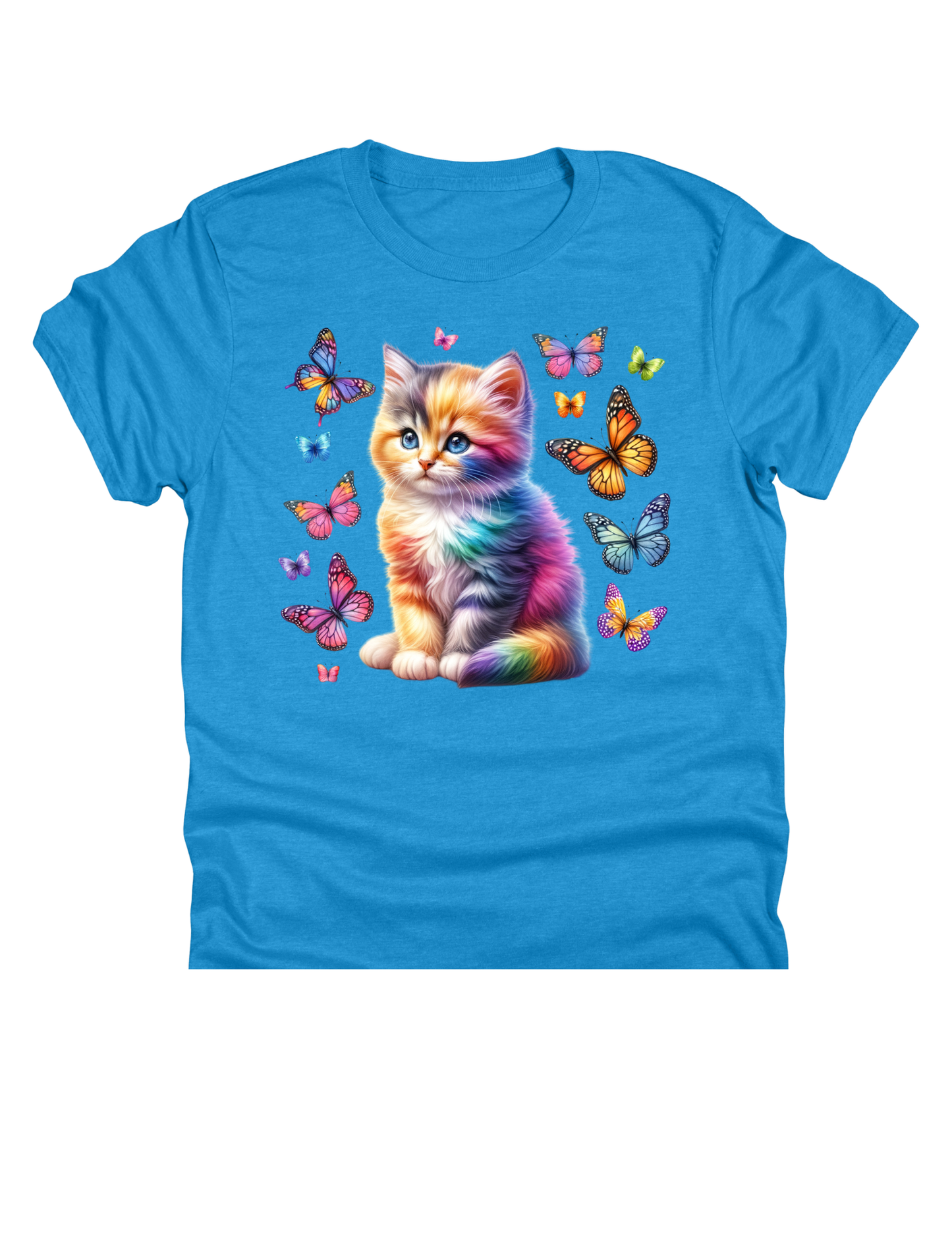 11" DTF Ready to Press - Rainbow Kitten & Butterflies | 0250