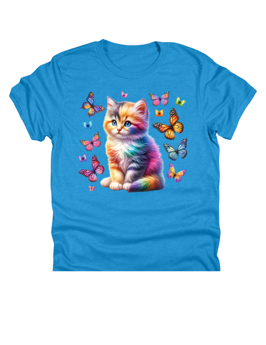 11" DTF Ready to Press - Rainbow Kitten & Butterflies | 0250