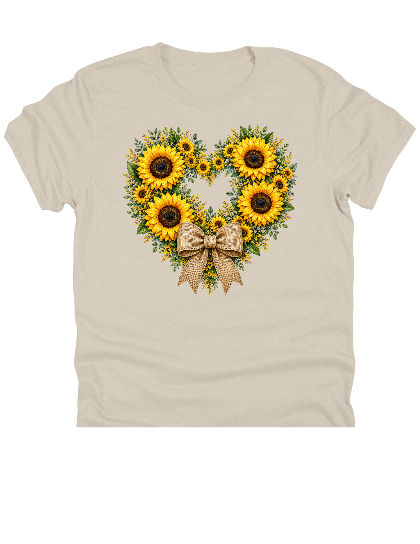11" DTF Ready to Press - Sunflower Heart Wreath Burlap Bow