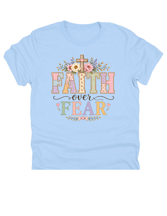 11" DTF Ready to Press - Faith Over Fear Patchwork Floral 308