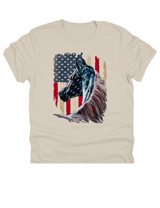 11" DTF Ready to Press - Patriotic Horse American Flag 363