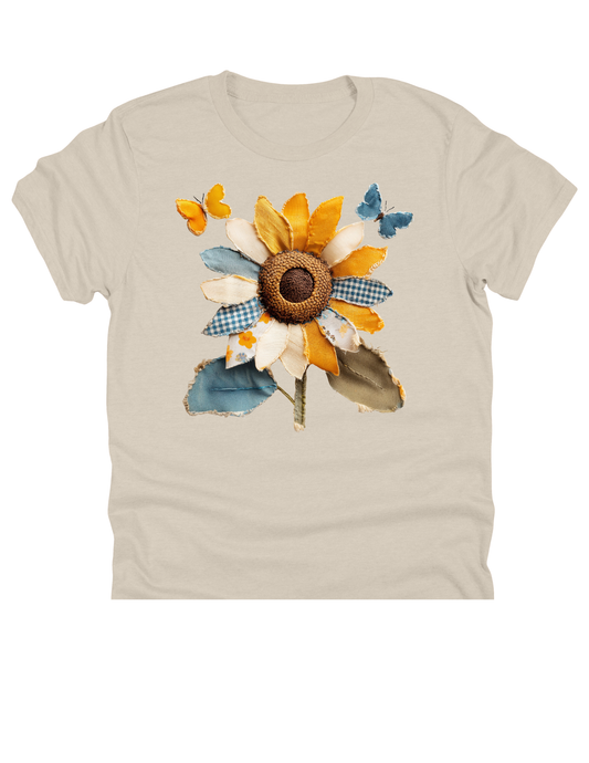 11" DTF Ready to Press - Patchwork Sunflower & Butterflies 359