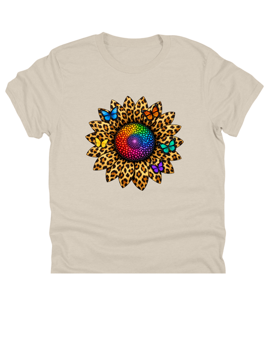 11" DTF Ready to Press - Leopard Sunflower & Rainbow Butterflies 360