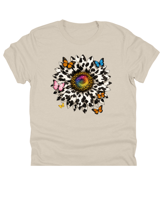 11" DTF Ready to Press - Cow Print Sunflower & Butterflies 354