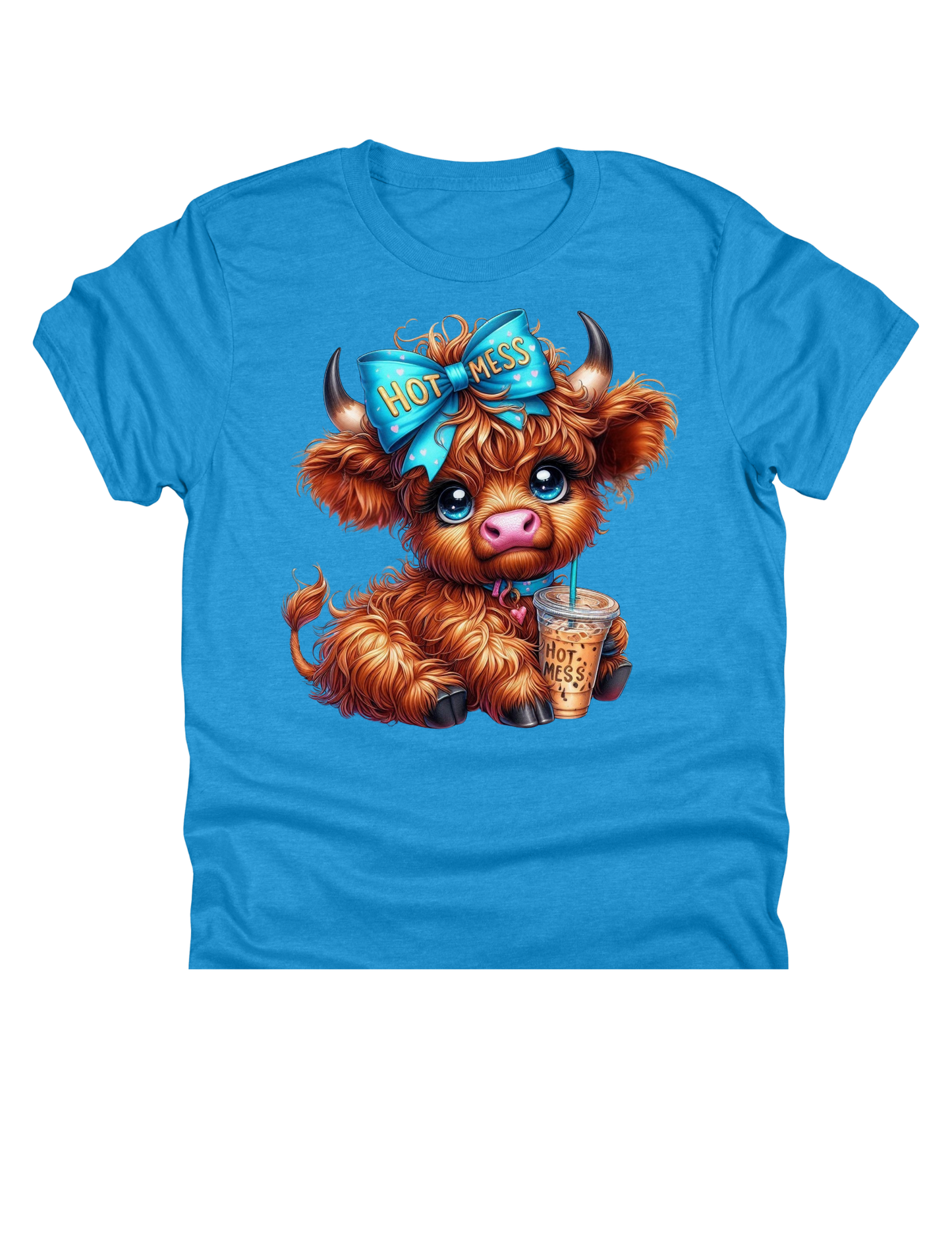 11" DTF Ready to Press - Hot Mess Highland Cow & Coffee | 0251