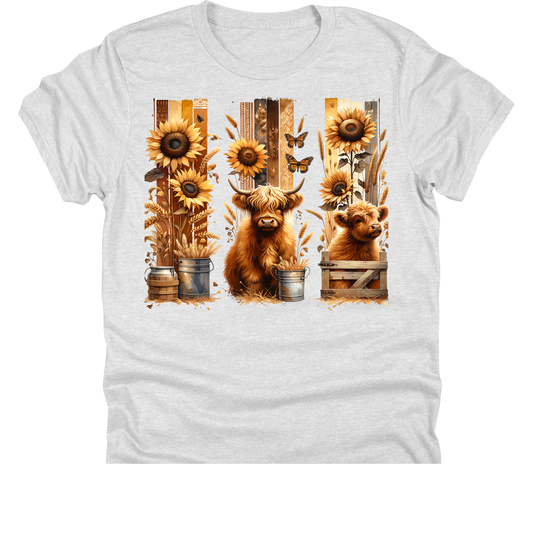 Highland Cows and Sunflowers | 11" Ready to Press DTF Transfer|319