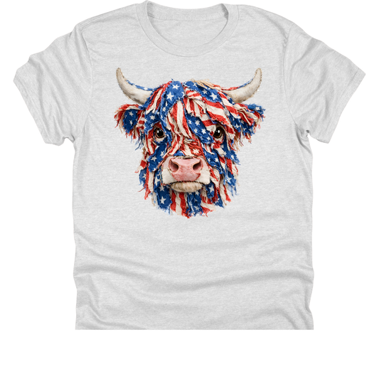 Patriotic Raggy Highland Cow | 11" Ready to Press DTF Transfer|148