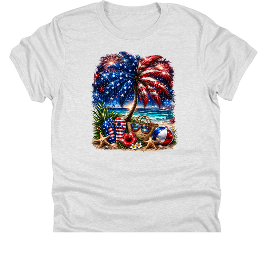 Patriotic Beach Fireworks | 11" Ready to Press DTF Transfer|176