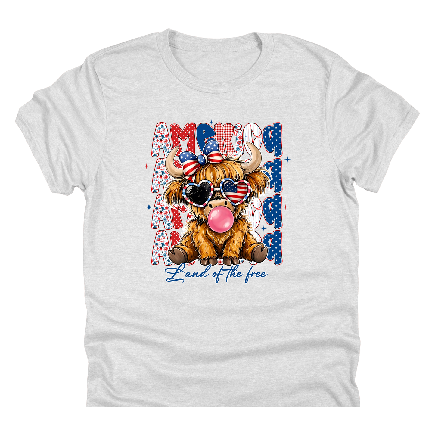 America Land of the Free Highland Cow | 11" Ready to Press DTF Transfer|166