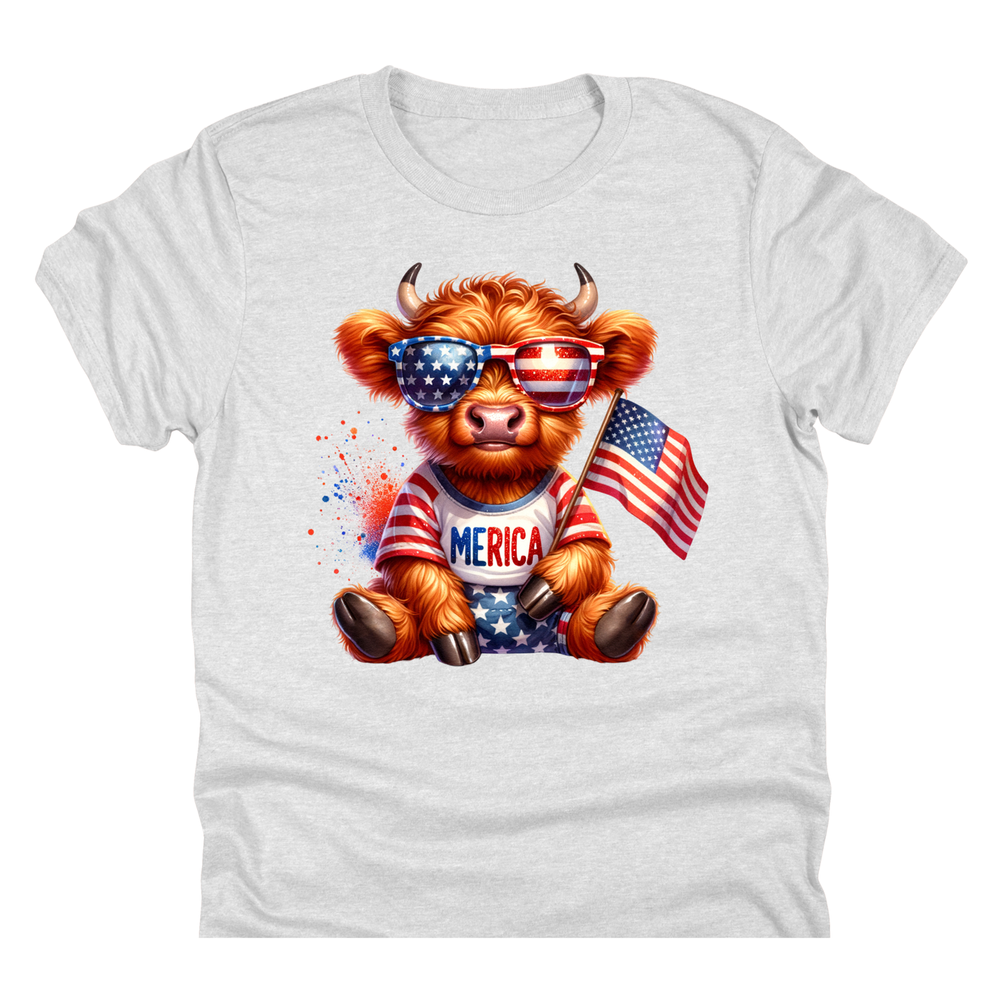 Merica Highland Cow | 11" Ready to Press DTF Transfer|179