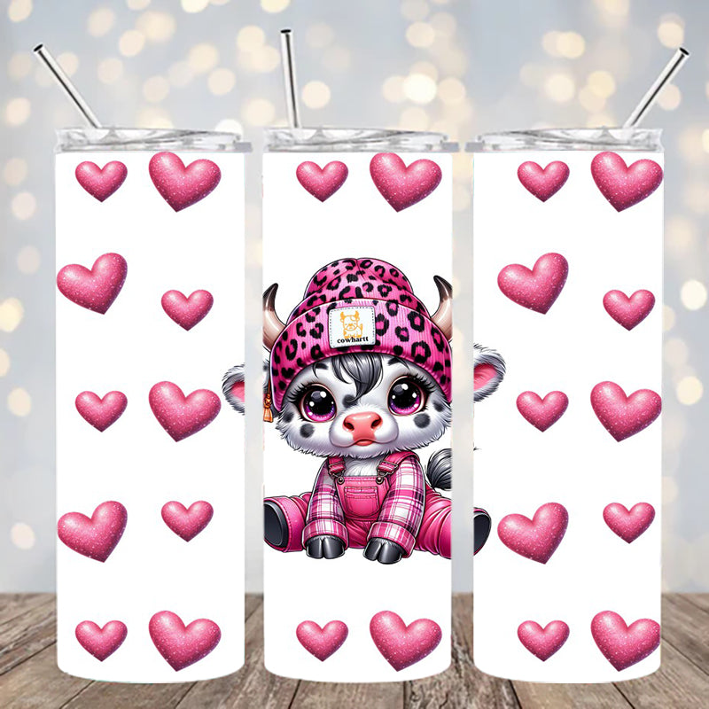 UVDTF 20 oz Cup Cute Cow with Hearts 2151