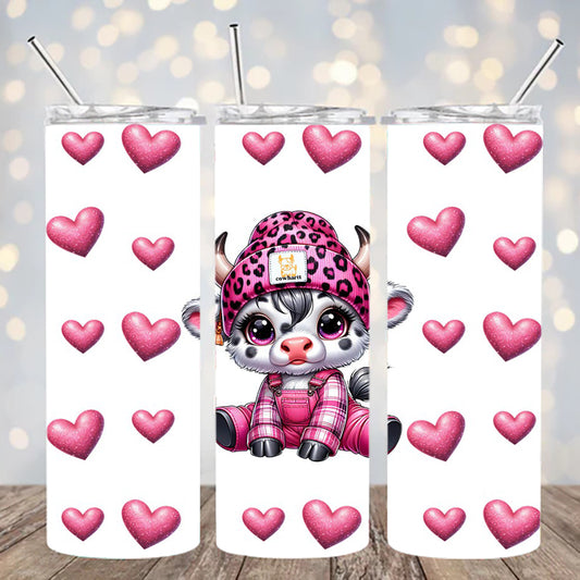 UVDTF 20 oz Cup Cute Cow with Hearts 2151