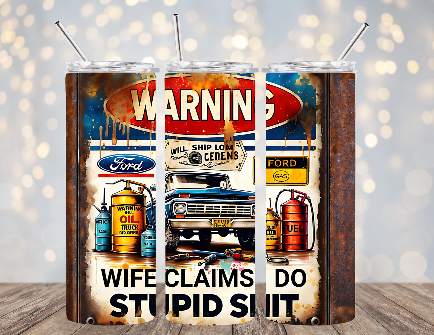 20 Oz Tumbler Warning My Wife