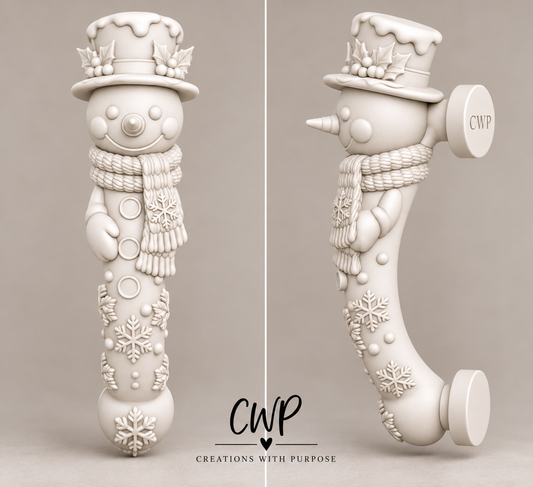 Snowman 3D Printed Tumbler Handle | CWP 3D Tumbler Accessories | White - Unpainted