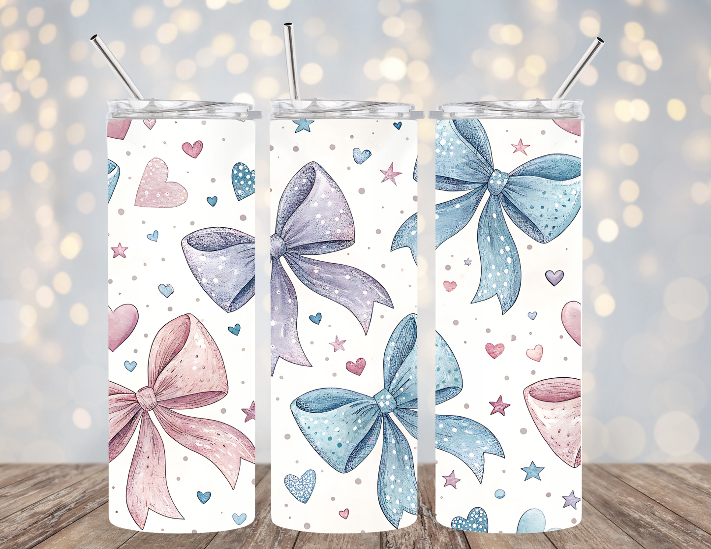 20 Oz Tumbler Pastel Bows