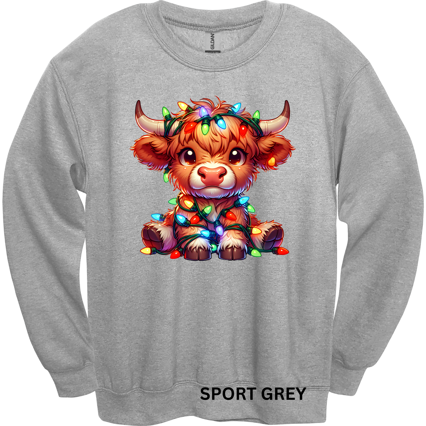 Crewneck Sweatshirt Christmas Highland Cow 1200