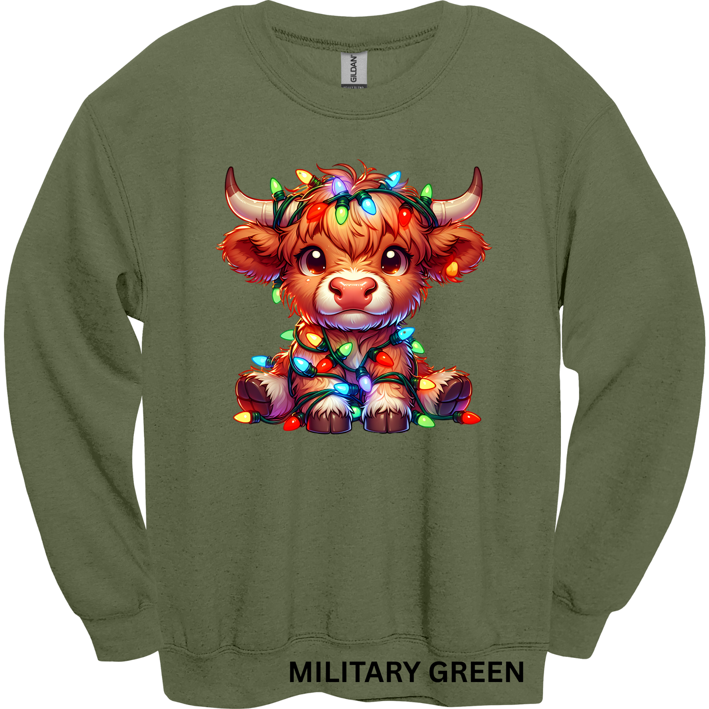 Crewneck Sweatshirt Christmas Highland Cow 1200