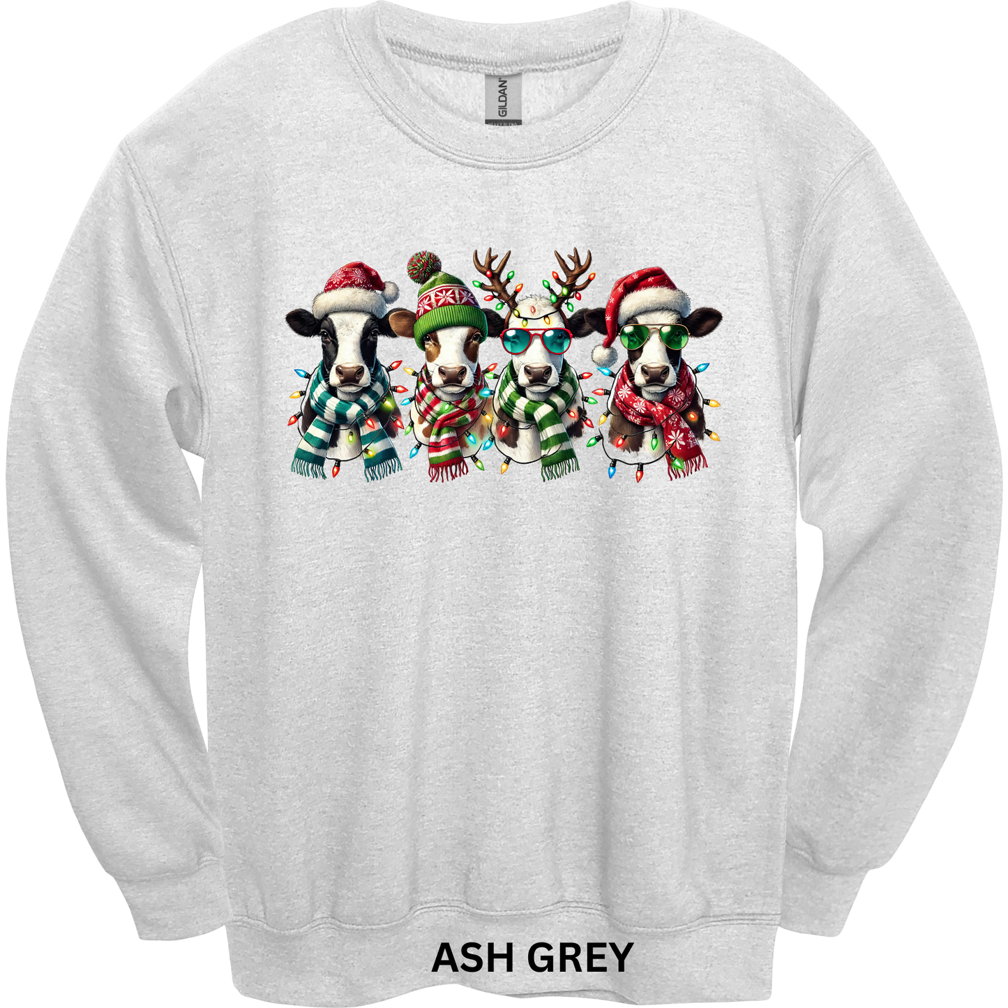 Crewneck Sweatshirt Christmas Cows 1056