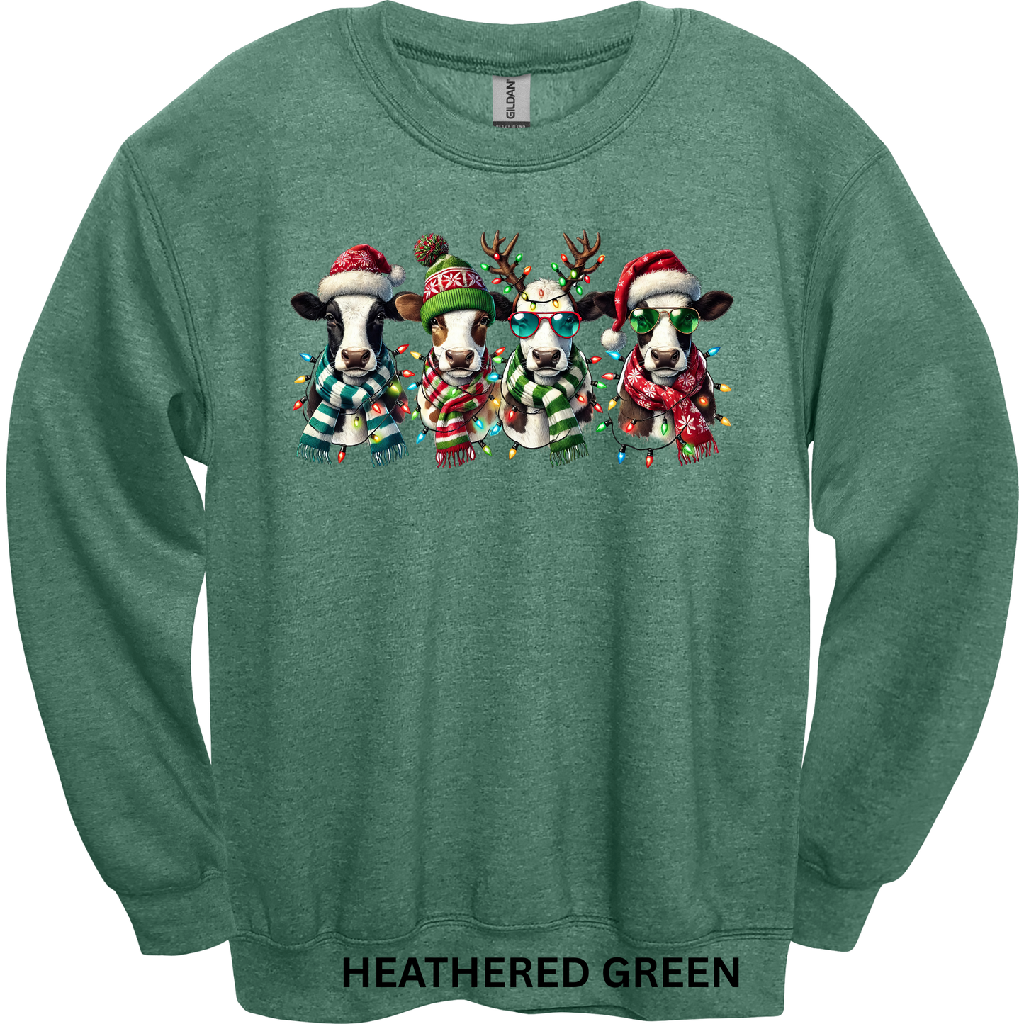 Crewneck Sweatshirt Christmas Cows 1056