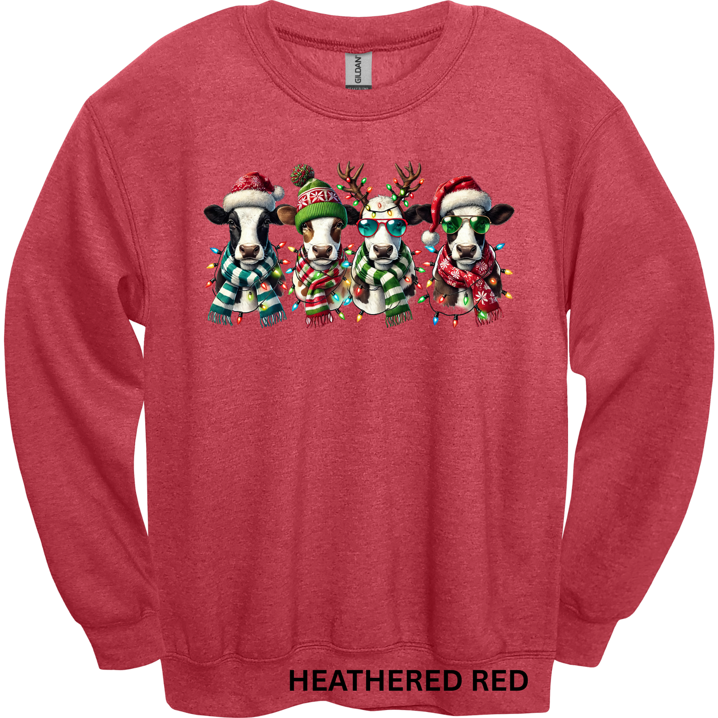 Crewneck Sweatshirt Christmas Cows 1056