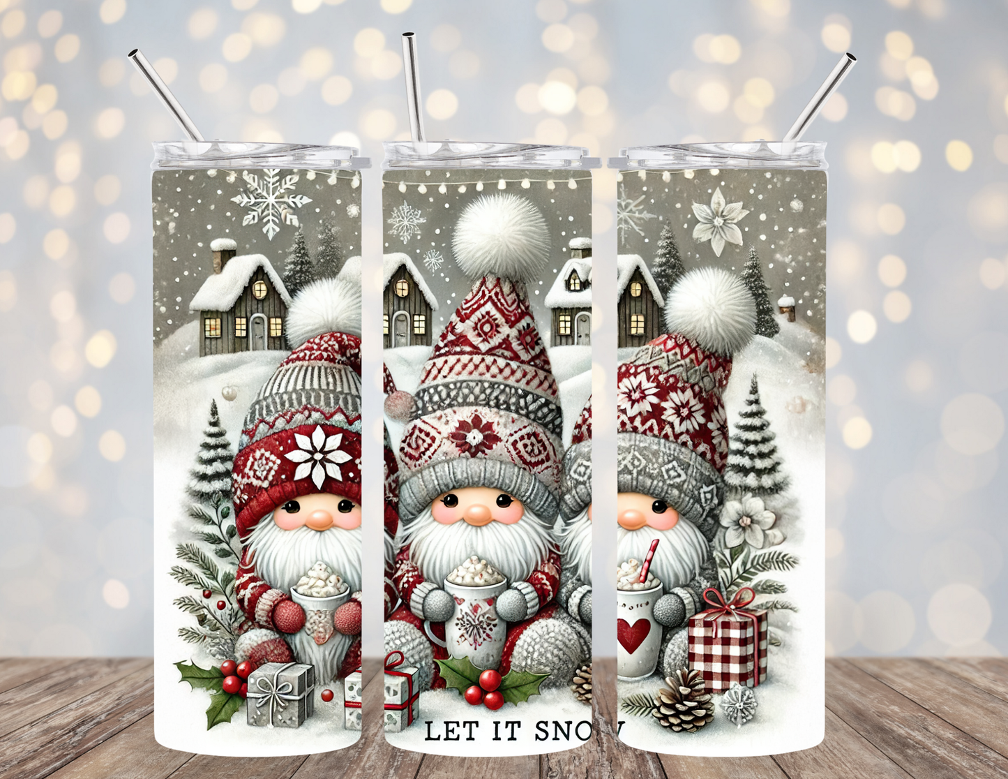 20 Oz Tumbler Let it Snow Gnomes