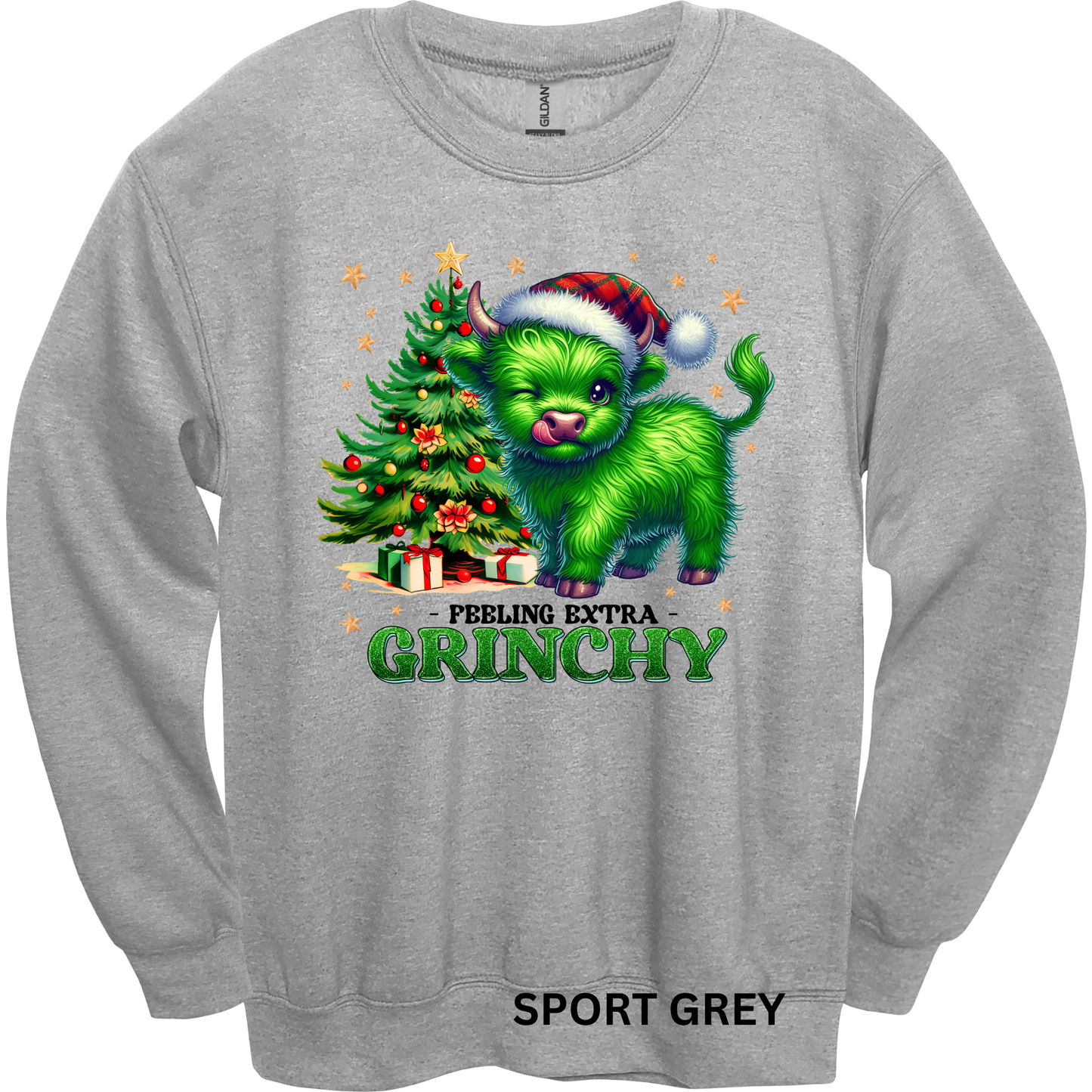 Crewneck Sweatshirt Green Highland Cow 1206