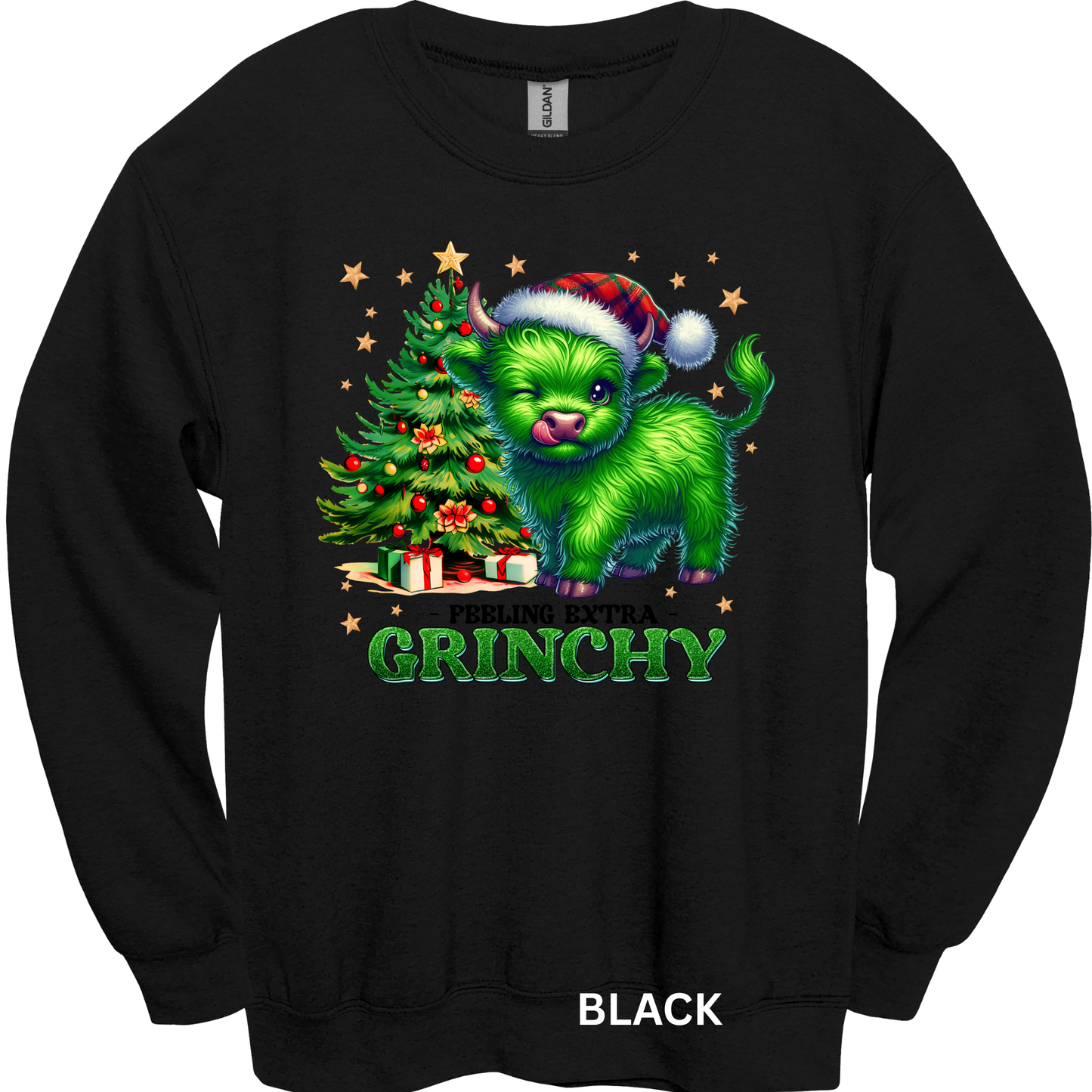 Crewneck Sweatshirt Green Highland Cow 1206