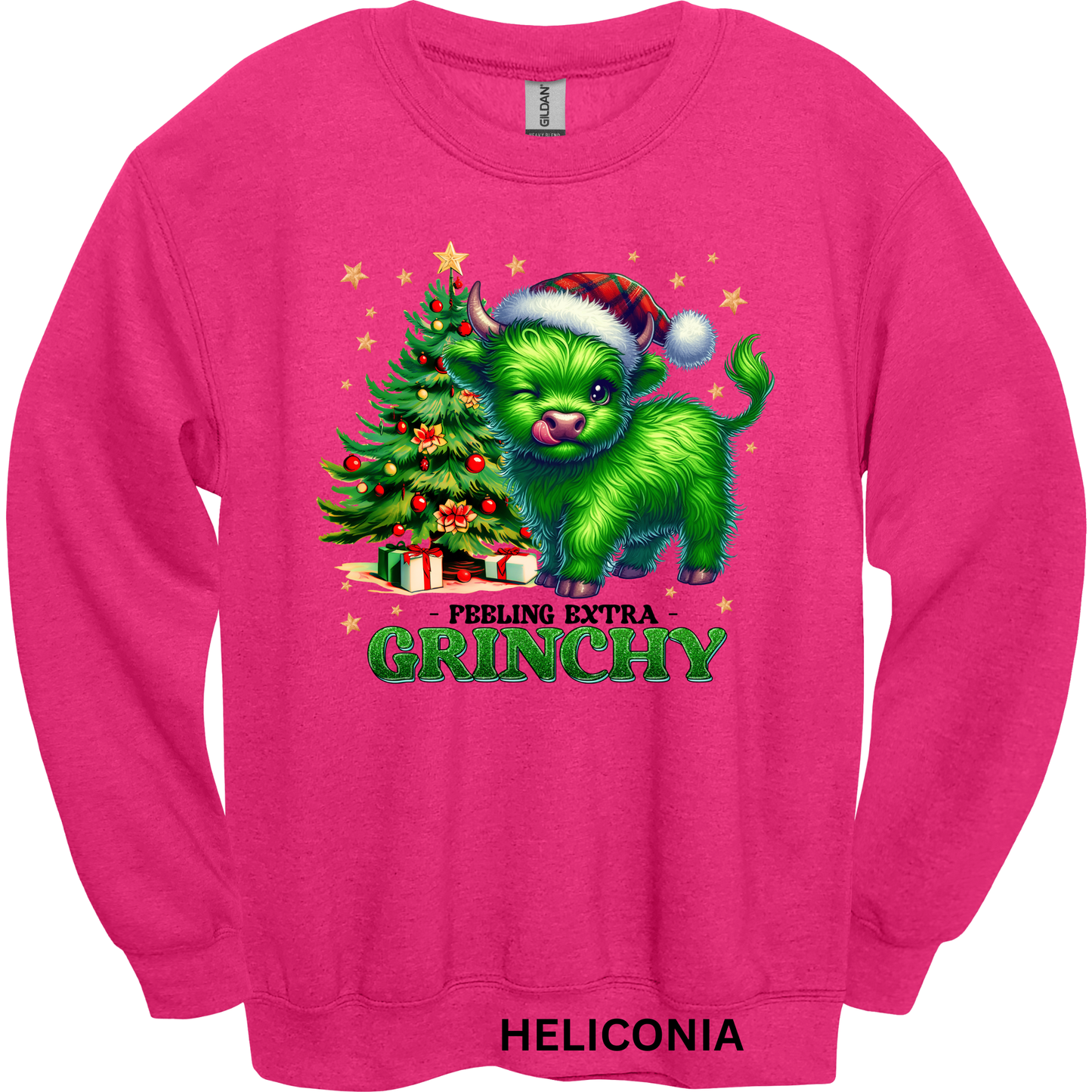 Crewneck Sweatshirt Green Highland Cow 1206