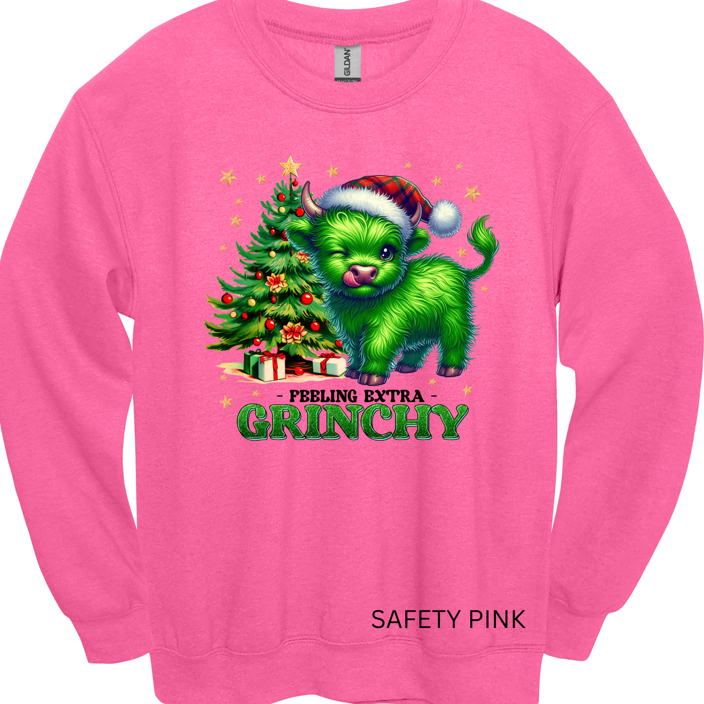 Crewneck Sweatshirt Green Highland Cow 1206