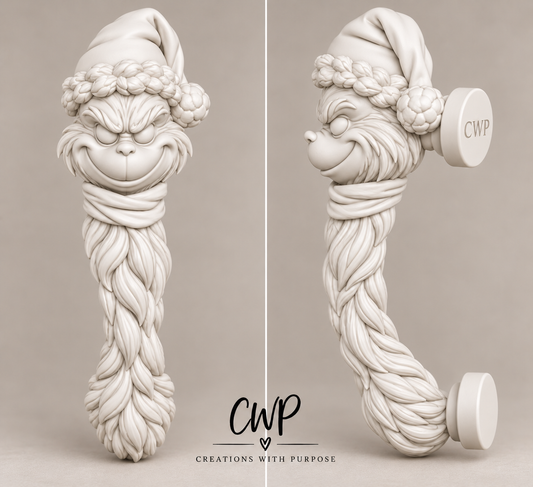 Christmas Grouch 3D Printed Tumbler Handle | CWP 3D Tumbler Accessories | White - Unpainted
