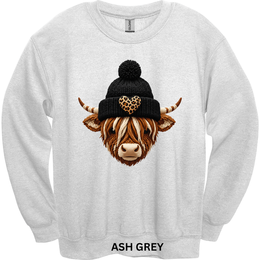 Crewneck Sweatshirt Faux Yarn Highland With Hat