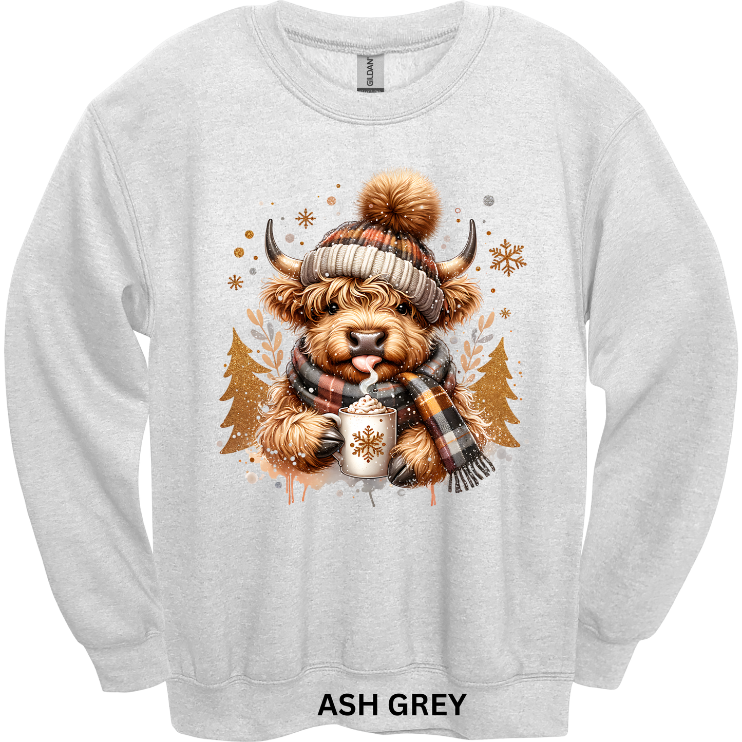 Crewneck Sweatshirt Hot Cocoa Highland Cow 1190