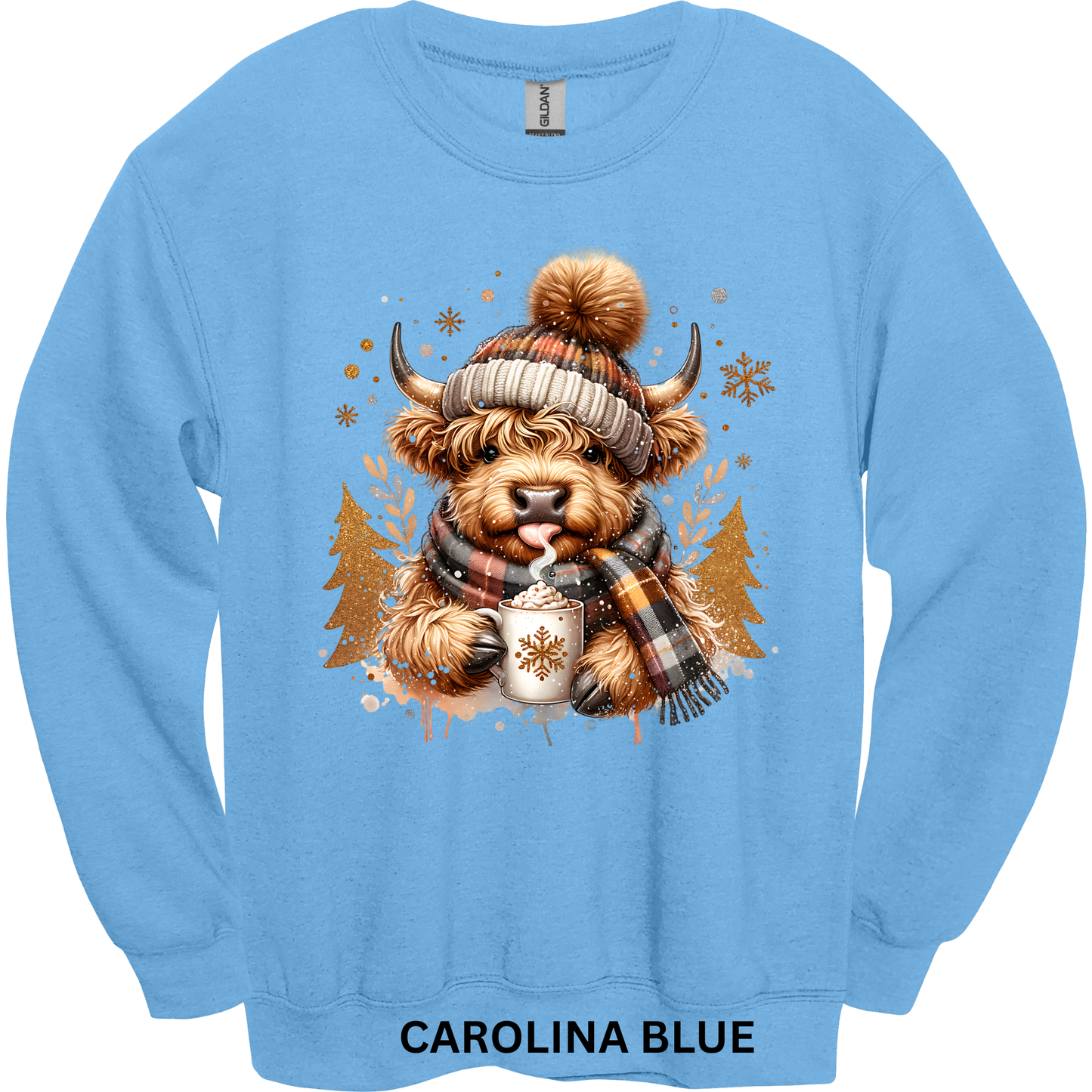 Crewneck Sweatshirt Hot Cocoa Highland Cow 1190